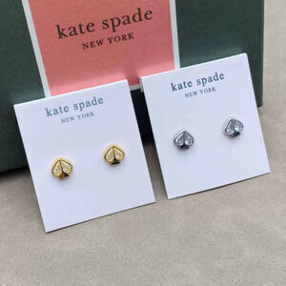 kate spade Gold Plated Heart Zircon Stud Earrings Lucky Red Chinese Zodiac